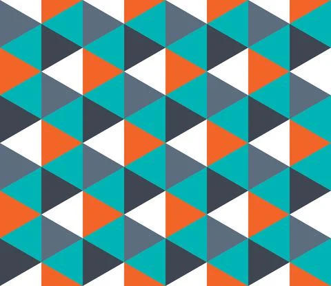 Abstract geometric seamless pattern. Colorful ornamental design with triangles Stock Illustration