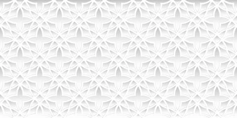 Abstract geometric seamless pattern design modern elegant of floral white and Stock Illustration