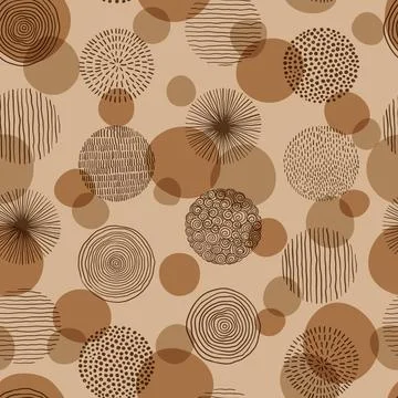 Abstract geometric seamless pattern with doodle circles and geometric shape.. イラスト素材