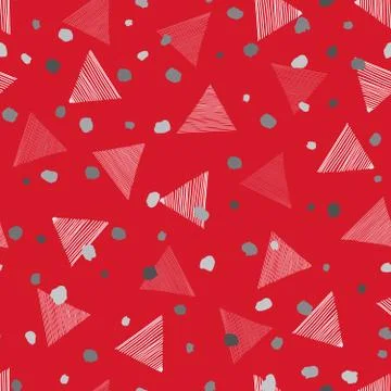 Abstract geometric seamless pattern with dots and triangles. Ornamental white Stock Illustration
