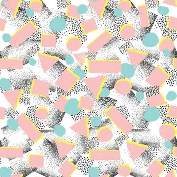 Abstract geometric seamless pattern. Dotted tile background of 80s Illustrazione stock