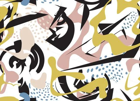 Abstract geometric seamless pattern. Dotted paint. Streamlined organic shapes 스톡 일러스트