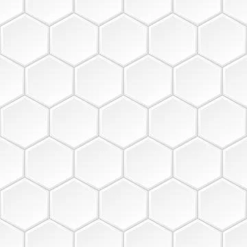 Abstract geometric seamless pattern with embossed white hexagon tiles. Vector Stock Illustration