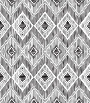 Abstract geometric seamless pattern. Fabric doodle zig zag line Stock Illustration