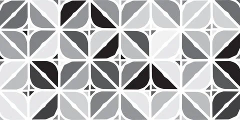 Abstract geometric seamless pattern floral design elegant gray background Stock Illustration
