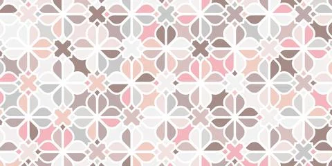Abstract geometric seamless pattern floral design elegant pink background Stock Illustration