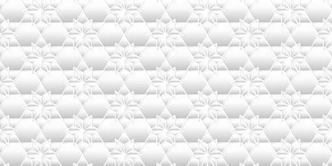 Abstract geometric seamless pattern floral design modern white and gray backg Stock Illustration