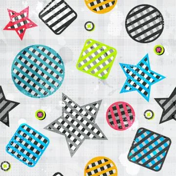 Abstract geometric seamless pattern with grunge effect Stock Illustration