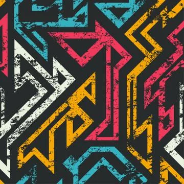 Abstract geometric seamless pattern with grunge effect Stock Illustration