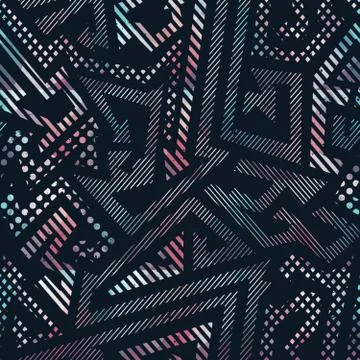 Abstract geometric seamless pattern with grunge effect Stock Illustration