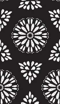Abstract geometric seamless pattern with hand drow flowers Stock Illustration
