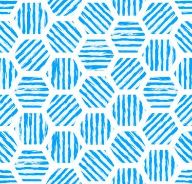 Abstract geometric seamless pattern hexagonal background with grunge stripes Illustrazione stock