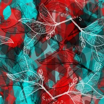 Abstract geometric seamless pattern with Leaves contours decorative contempor Illustrazione stock