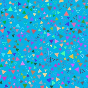Abstract geometric seamless pattern with multicolored triangles on a light blue Stock Illustration