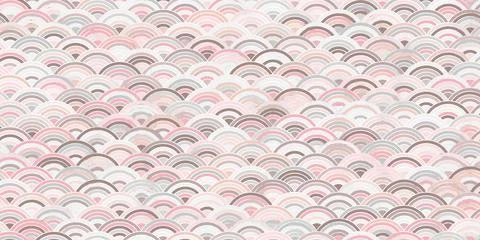 Abstract geometric seamless pattern overlapping circles pink background Stock Illustration