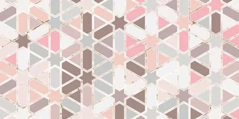 Abstract geometric seamless pattern pastel color with marble line elegant bac Stock Illustration