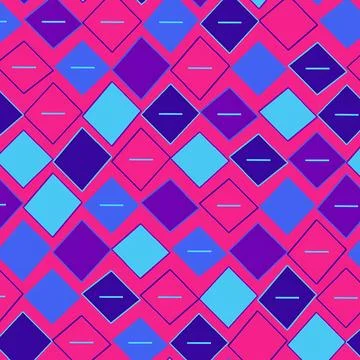 Abstract Geometric Seamless Pattern with Pink Background and Blue Diamond Shapes Illustrazione stock