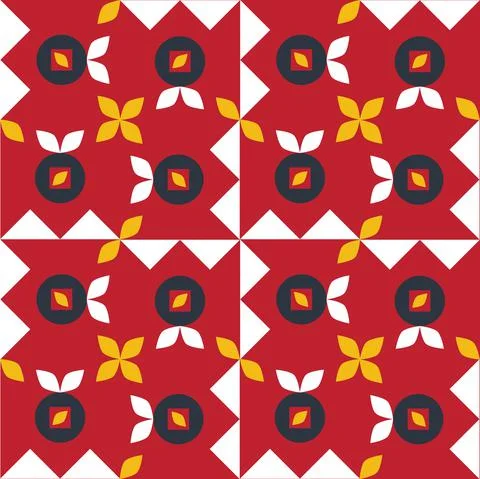 Abstract geometric seamless pattern red white black color Stock Illustration