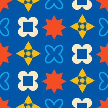 Abstract Geometric Seamless Pattern Retro Style Stock Illustration