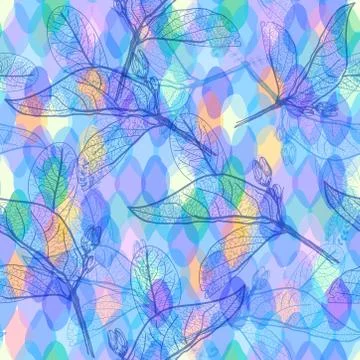 Abstract geometric seamless pattern with rhombus Leaves contours and squama d Stock Illustration