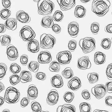 Abstract geometric seamless pattern with scribbles circle. hatching style Stock Illustration