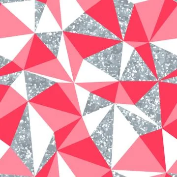 Abstract geometric seamless pattern with silver glitter texture Stock Illustration