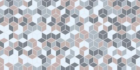 Abstract geometric seamless pattern with square shape pastel cube color backg Stock Illustration