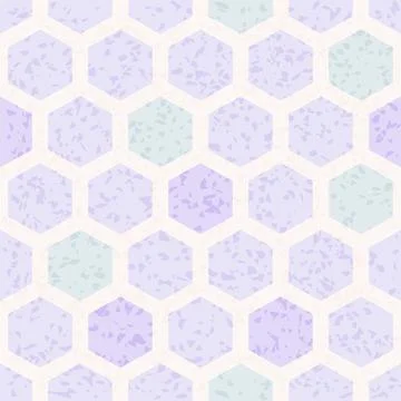 Abstract geometric seamless pattern with textured hexagons. Vector illustrati Stock Illustration