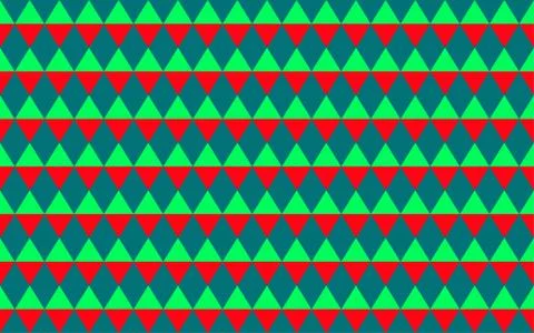 Abstract geometric seamless pattern of triangles in green and red colors Illustrazione stock