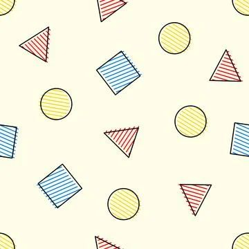 Abstract geometric seamless pattern with triangles rounds squares Stock Illustration