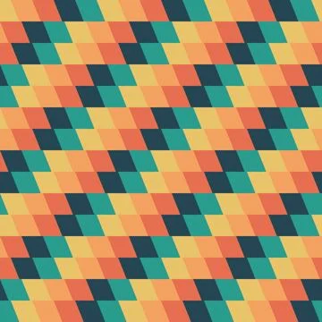 Abstract Geometric Seamless Pattern with Vibrant Retro Colors Diagonal Patt.. Stock Illustration