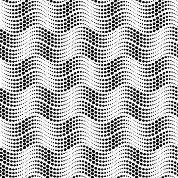 Abstract geometric seamless pattern with wavy dot lines. Ornamental linear wa Stock Illustration
