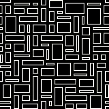 Abstract geometric seamless pattern. White empty rectangles over black backgr Stockillustratie