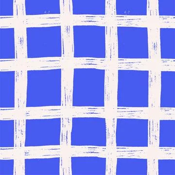 Abstract geometric seamless patterns straight brush strokes grid with bold Stock Illustration