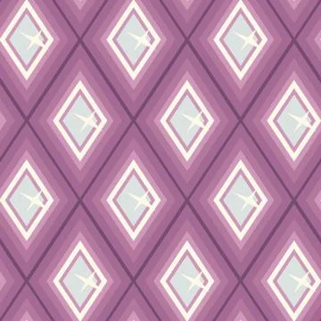 Abstract geometric seamless vector pattern with diaond shaped purple gemstones Illustrazione stock