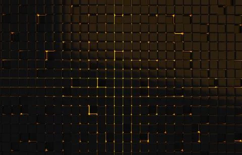 Abstract geometric shape of black cubes 3d render. Futuristic fashioned gloss Stock Illustration