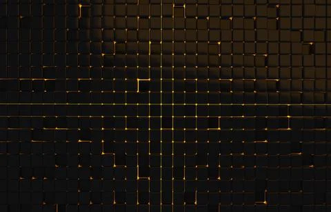 Abstract geometric shape of black cubes 3d render. Futuristic fashioned gloss Stock Illustration