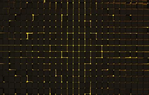 Abstract geometric shape of black cubes 3d render. Futuristic fashioned gloss Ilustración de archivo