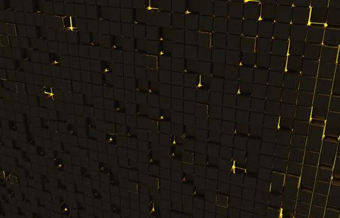 Abstract geometric shape of black cubes 3d render. Futuristic fashioned gloss Ilustración de archivo