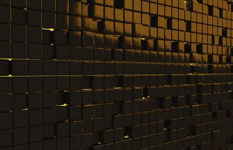 Abstract geometric shape of black cubes 3d render. Futuristic fashioned gloss Ilustración de archivo