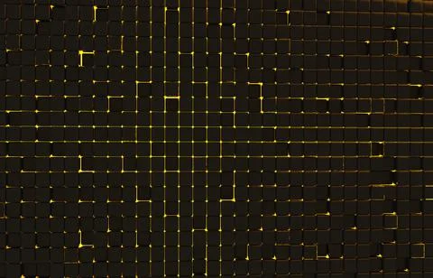 Abstract geometric shape of black cubes 3d render. Futuristic fashioned gloss Ilustración de archivo