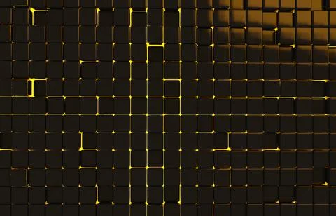 Abstract geometric shape of black cubes 3d render. Futuristic fashioned gloss Stock Illustration