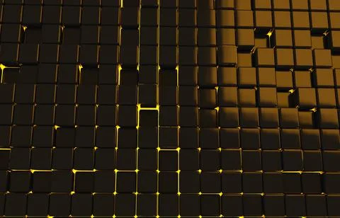 Abstract geometric shape of black cubes 3d render. Futuristic fashioned gloss Stock Illustration