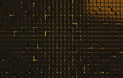 Abstract geometric shape of black cubes 3d render. Futuristic fashioned gloss Illustrazione stock