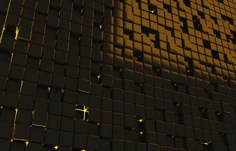 Abstract geometric shape of black cubes 3d render. Futuristic fashioned gloss Stock Illustration