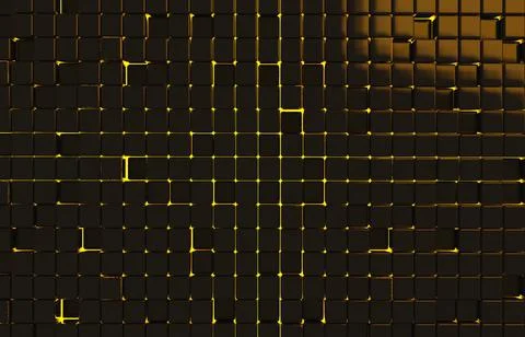 Abstract geometric shape of black cubes 3d render. Futuristic fashioned gloss Ilustración de archivo