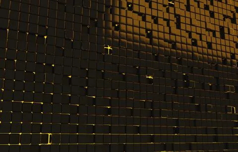 Abstract geometric shape of black cubes 3d render. Futuristic fashioned gloss Stock Illustration