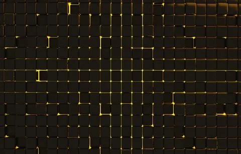 Abstract geometric shape of black cubes 3d render. Futuristic fashioned gloss Ilustración de archivo