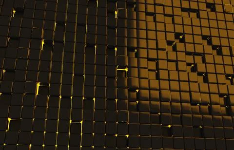 Abstract geometric shape of black cubes 3d render. Futuristic fashioned gloss Ilustración de archivo