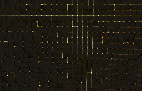 Abstract geometric shape of black cubes 3d render. Futuristic fashioned gloss Stock Illustration